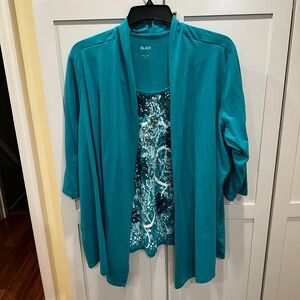 Blair 3XL Teal top with attached Knit Cardigan - 15% off bundles !!!!
